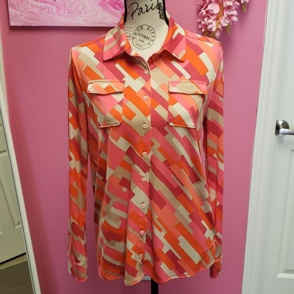 Anne 💟 Klein Multicolored Button Shirt Blouse Top - Picture 4 of 10